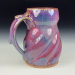 Handmade Stoneware Coffee Mug: Purple Red Glaze, Twisted - item 3774