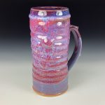 Large Handmade Stoneware Coffee Mug: Purple Red Glaze, Wiggle Bump - item 3714 - Image 3