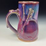 Handmade Ceramic Coffee Mug: Purple Red Bamboo Bump Stoneware Pottery - item 3789