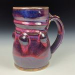 Handmade Stoneware Coffee Mug: Dark Red Purple Glaze, Bump - item 3633