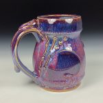 Handmade Ceramic Coffee Mug:  Purple Red Slip Trail Dot Bump Stoneware Pottery -  item 3862
