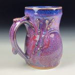 Handmade Stoneware Coffee Mug: Purple Red Bamboo Slip Bump, Twisted - item 3767