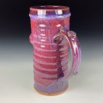 Large Handmade Stoneware Coffee Mug: Purple Red Glaze, Slip Dotted Wiggle Bump Pottery Tea Mug - item 3721 - Image 2
