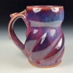 Handmade Ceramic Coffee Mug: Purple Red Twisted Stoneware Pottery- item 3779