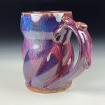 Handmade Stoneware Coffee Mug: Purple Red Glaze, Twisted - item 3765 - Image 2