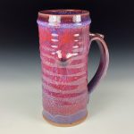 Large Handmade Stoneware Coffee Mug: Purple Red Glaze, Slip Dotted Wiggle Bump Pottery Tea Mug - item 3721 - Image 3