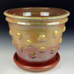 Handmade Ceramic Stoneware Pottery Planter - Iron Red with White Ash Bump - item 3880 - Image 2