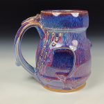 Handmade Ceramic Coffee Mug:  Purple Red Slip Trail Dot Bamboo Stoneware Pottery - item  3850 - Image 3