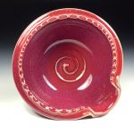 Handmade Ceramic Stoneware Spiral Deep Spoon Rest - Deep Red Glaze with Dotted Rim - item 3872 - Image 2