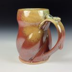 Handmade Stoneware Coffee Mug: Iron Red with White Ash Glaze, Twisted Pottery Tea Mug  - item 3758 - Image 2