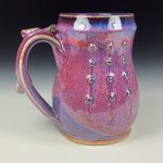 Handmade Stoneware Coffee Mug: Purple Glaze, Slip Trail Dotted with Bump Pottery Tea Mug - item 3652