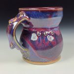Handmade Stoneware Coffee Mug: Purple Glaze, Slip Trail Dotted Pottery Tea Mug - item 3662