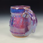 Handmade Ceramic Coffee Mug:  Purple Red Slip Trail Dot Bamboo Stoneware Pottery -  item 3865 - Image 2