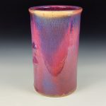 Handmade Stoneware Utensil Holder: Purple Red Glaze Bump Pottery Vase - item 3810 - Image 3
