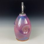 Handmade Ceramic Olive Oil Dispenser: Purple Red Glazed with Slip-Dotted Bump Stoneware Cruet - item 3734 - Image 2