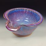 Handmade Ceramic Stoneware Spiral Deep Spoon Rest - Purple Red Glaze with Dotted Rim -  item 3866