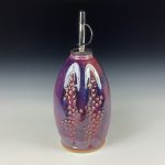 Handmade Ceramic Olive Oil Dispenser: Purple Red Slip-Dotted Bump Stoneware Cruet - item 3742 - Image 2