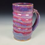 Handmade Stoneware Coffee Mug: Purple Red Glazed with Wiggle Ceramic Pottery - Item 3861 - Image 3