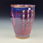 Handmade Stoneware Small Pottery Cup- Purple Red Slip Dotted Bump - item 3351