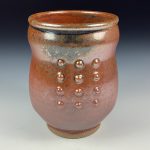 Artisan Ceramic Handmade Stoneware Pottery Tea Cup  - Orange Ash Slip Dotted - item 3418
