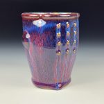 Handmade Stoneware Small Pottery Cup  - Purple Red Slip Dotted Bump - item 3349