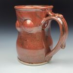 Handmade Stoneware Coffee Mug: Iron Red Glaze Bump Pottery Tea Mug - item 3474 - Image 3
