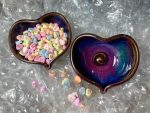 Handmade  Ceramic Heart-Shaped Bowl: Purple Glaze, Set of Two, Nesting Love Dishes - item 2392 - Image 3