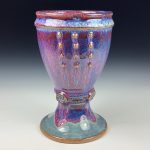 Handmade Stoneware Artistic Unique Goblet or Chalice - Purple Glazed Slip-Dotted Cup  - item 3323