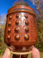 Artisan Ceramic Handmade Stoneware Pottery Tea Cup  - Iron Red Slip Dotted - item 3375 - Image 2
