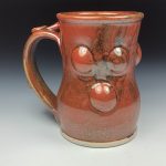 Handmade Stoneware Coffee Mug: Iron Red Glaze Bump Pottery Tea Mug - item 3474