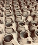 Handmade Stoneware Coffee Mug: White Glaze, Bamboo Slip Trailed - item 2845 - Image 4