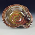 Handmade Ceramic Stoneware Spiral Spoon Rest - Tea Dust Yellow Black Glaze  - item 3271