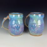 Handmade Ceramic Small Coffee Mug:  Purple Glazed Bump Stoneware Pottery, Set of Two  - item 3079