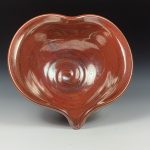 Handmade  Ceramic Heart-Shaped Bowl - Iron Red Glaze  - item 3540
