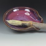 Handmade Ceramic Spoon Rest: Red Glaze, Spiral - item 3505 - Image 2