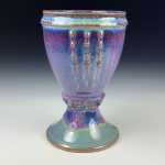 Handmade Stoneware Artistic Unique Goblet or Chalice - Purple Glazed Slip-Dotted Cup - item 3327