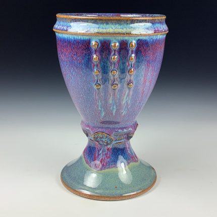 Handmade Stoneware Artistic Unique Goblet or Chalice - Purple Glazed Slip-Dotted Cup - item 3327