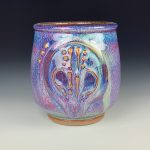 Artisan Ceramic Handmade Stoneware Pottery Tea Cup: Purple Bamboo - item 2575