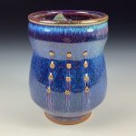 Artisan Ceramic Handmade Stoneware Pottery Tea Cup  - Purple Slip Dotted - item 3394