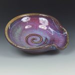 Handmade Ceramic Spoon Rest: Purple Red Glaze, Spiral - item 3501