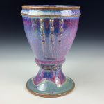 Handmade Stoneware Artistic Unique Goblet or Chalice - Purple Glazed Slip-Dotted Cup - item 3328