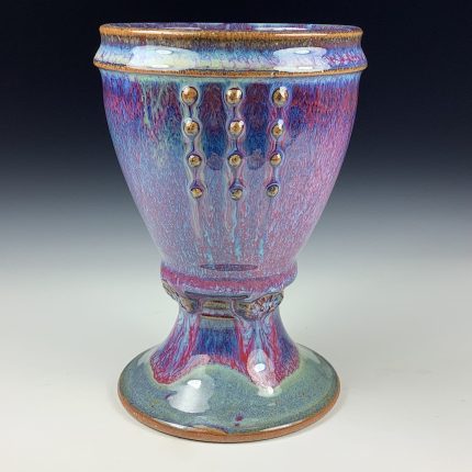 Handmade Stoneware Artistic Unique Goblet or Chalice - Purple Glazed Slip-Dotted Cup - item 3328