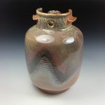 Handmade stoneware art abstract ceramic sculptures pottery decoration propane tank coin jar - Large orange shino - item 3582 - Image 3
