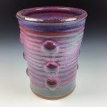Handmade Stoneware Utensil Holder: Purple Glaze Bump Pottery Vase- item 3561 - Image 2