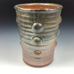 Decorative pottery vases utensil holder crock rustic clay vases artistic luxury handmade vases artistic centerpieces dinnerware stoneware - Orange shino bump - item 3564 - Image 2