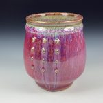 Artisan Ceramic Handmade Stoneware Pottery Tea Cup  - Copper Red Slip Dotted - item 3374