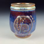 Artisan Ceramic Handmade Stoneware Pottery Tea Cup - Purple Bamboo - item 3415