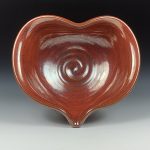 Handmade  Ceramic Heart-Shaped Bowl - Iron Red Glaze  - item 3526