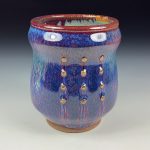 Artisan Ceramic Handmade Stoneware Pottery Tea Cup - Purple Slip Dotted - item 3389
