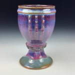Handmade Stoneware Artistic Unique Goblet or Chalice - Purple Glazed Slip-Dotted Cup - item 3324
